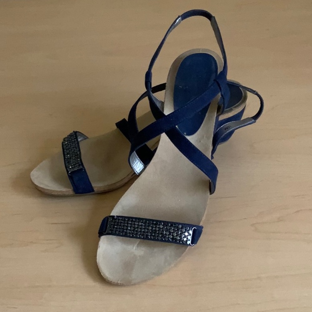 ANNE KLEIN FLEX Navy Sandals Sz 10